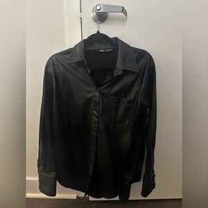 Zara faux leather button up